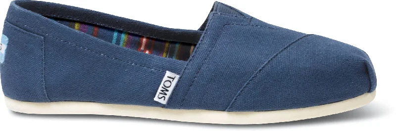 Stylish and comfortable women's shoes for long flightsTOMS Navy Canvas Classic Slip-ons