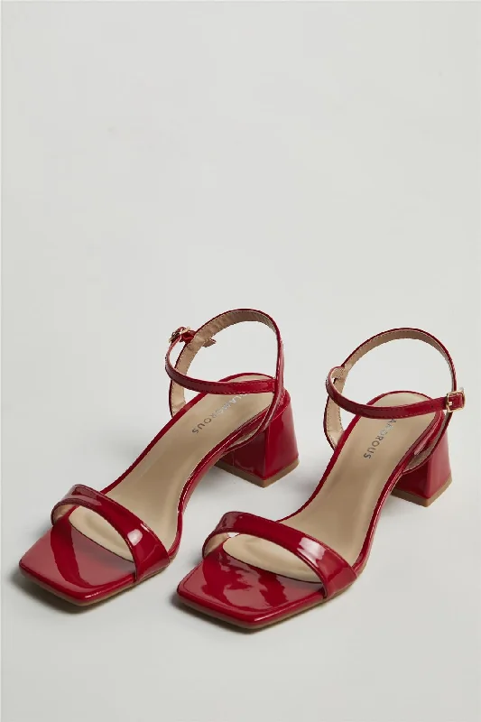 Durable and stylish women's shoes for active lifestylesCherry-Red Low Block-Heel Sandals Durable and stylish women's shoes for active lifestylesCherry-Red Low Block-Heel Sandals