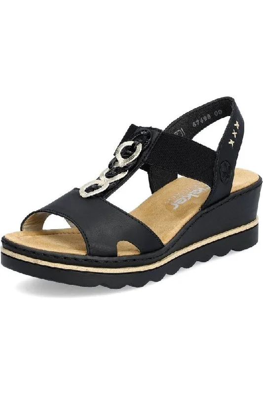 Versatile and stylish women's shoes for everyday chicRieker Womens sandal 67498-00 in black Versatile and stylish women's shoes for everyday chicRieker Womens sandal 67498-00 in black