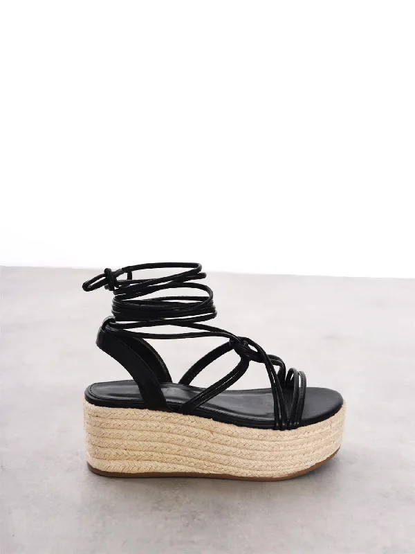 Comfy and casual women's shoes for the weekendBlack Lace Up Sandals
