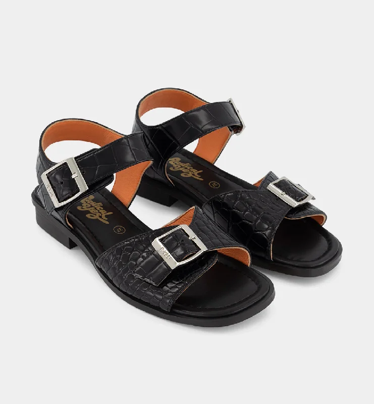 Versatile and stylish women's shoes for city walksSun Ra Sandal | Black Croc