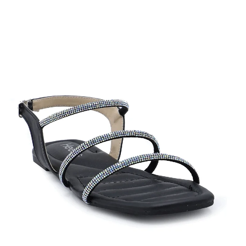 Elegant and sophisticated women's shoes for mature womenBlack Fancy Sandal 060008