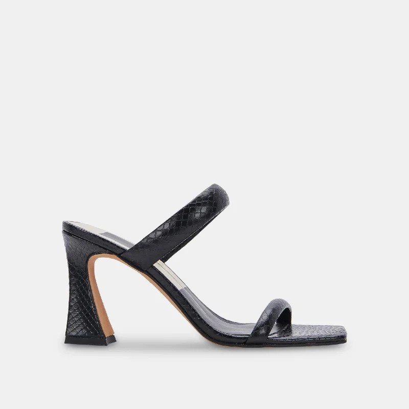 Versatile and stylish women's shoes for all occasions and seasonsNOVAH HEELS BLACK EMBOSSED STELLA