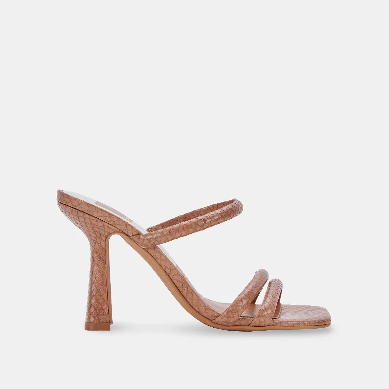 Classic and timeless women's footwear choicesFORT HEELS LUGGAGE EMBOSSED STELLA
