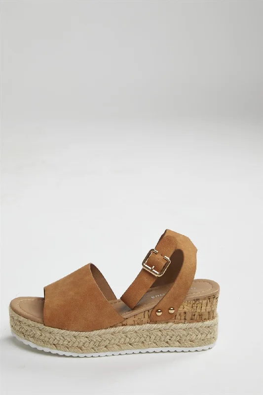 Elegant and sophisticated women's shoes for elegant eveningsTan Nubuck Espadrille Sandals
