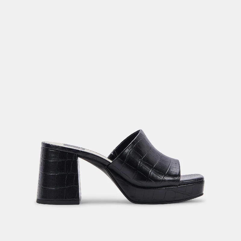 Chic and stylish women's shoes for fashion weekMARSHA HEELS NOIR EMBOSSED STELLA