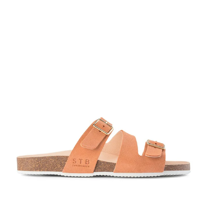 Feminine and romantic women's shoe designsCara Suede Slip-in Sandal - APRICOT