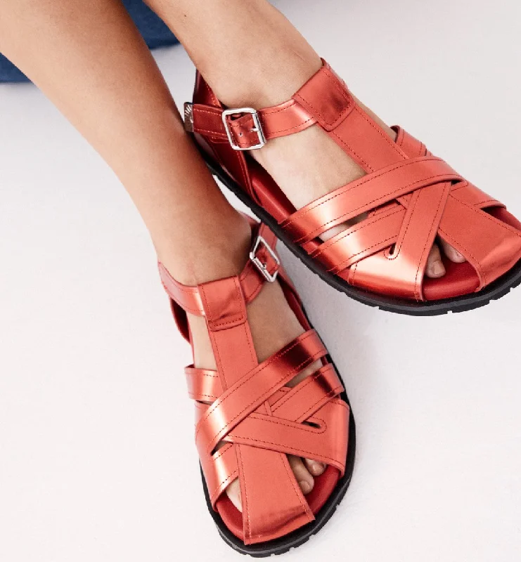 Elegant and sophisticated women's shoes for red carpet eventsGinny Strappy Sandal | Warm Red Elegant and sophisticated women's shoes for red carpet eventsGinny Strappy Sandal | Warm Red