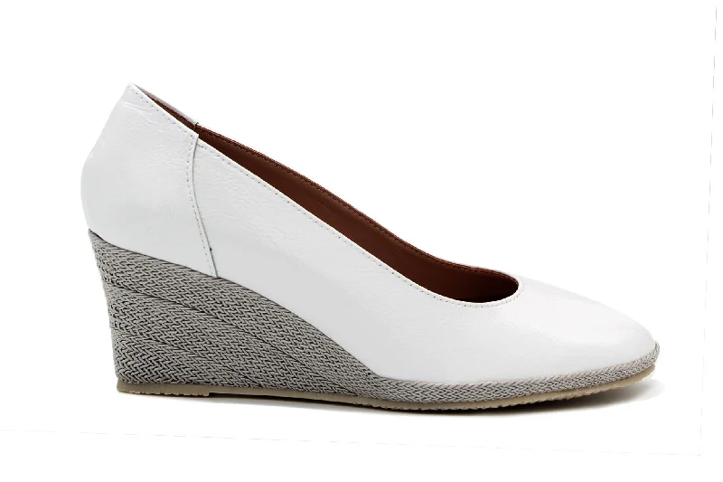 Versatile and elegant women's shoes for any outfitBruno's White Patent Wedge Shoe Regina