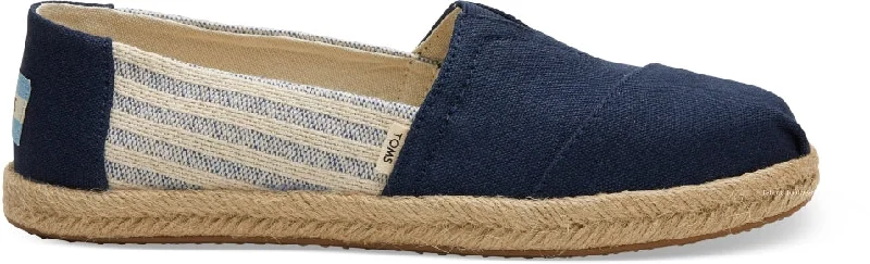 Elegant and sophisticated women's shoes for any formal eventTOMS  Ladies Navy Stripe Canvas Slip on