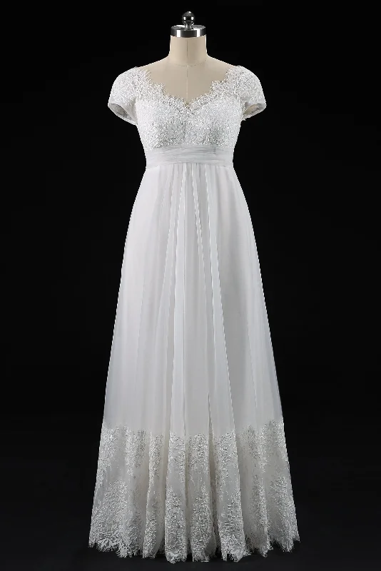 Vintage Empire Waist French Lace Tulle Wedding Dress COLETTE