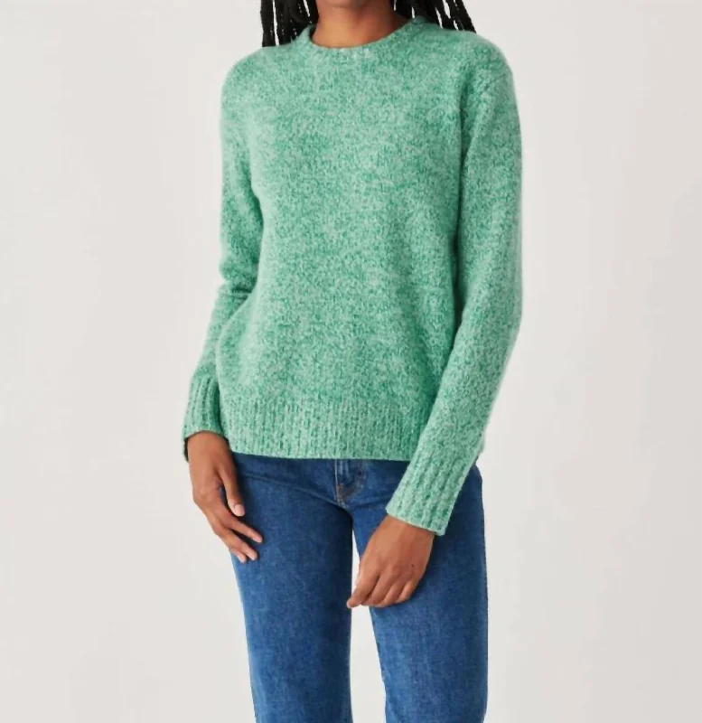 Cashmere Luxe Marl Crewneck Top In Green Marl