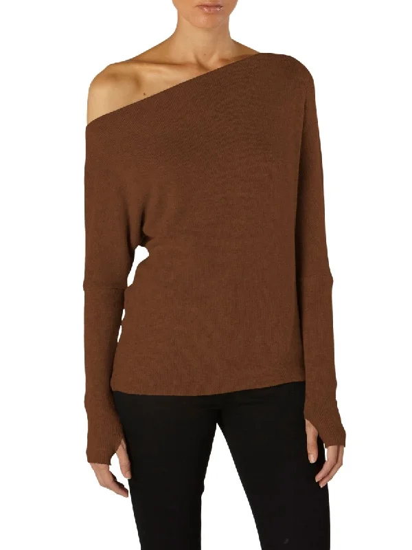 Sweater Knit Slouch Top In Taupe