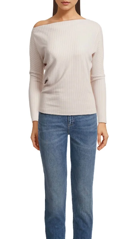 Sweater Rib Slouch Top In Rose Tan