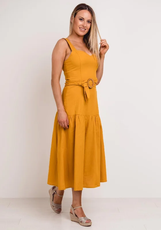 Seventy1 Belted Midi Smock Dress, Mustard