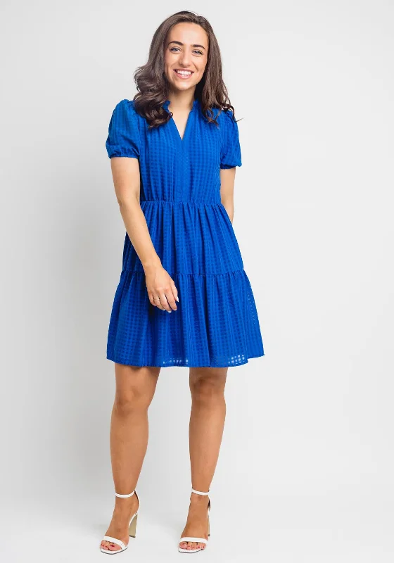 Seventy1 Grid Print Mini Dress, Royal Blue