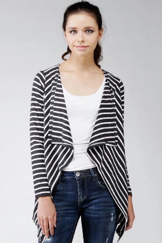 Cardigan Horizon Black Offwhite Open