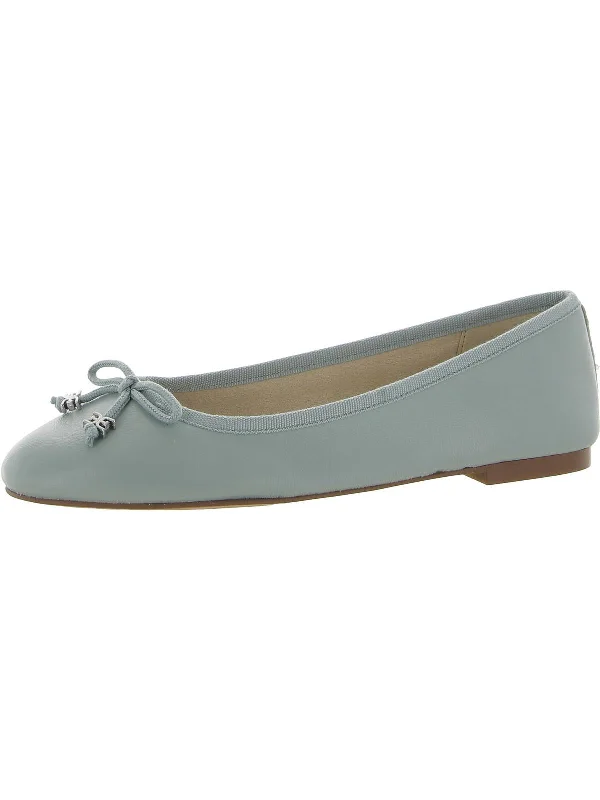 Felicia Luxe Womens Leather Bow Ballet Flats