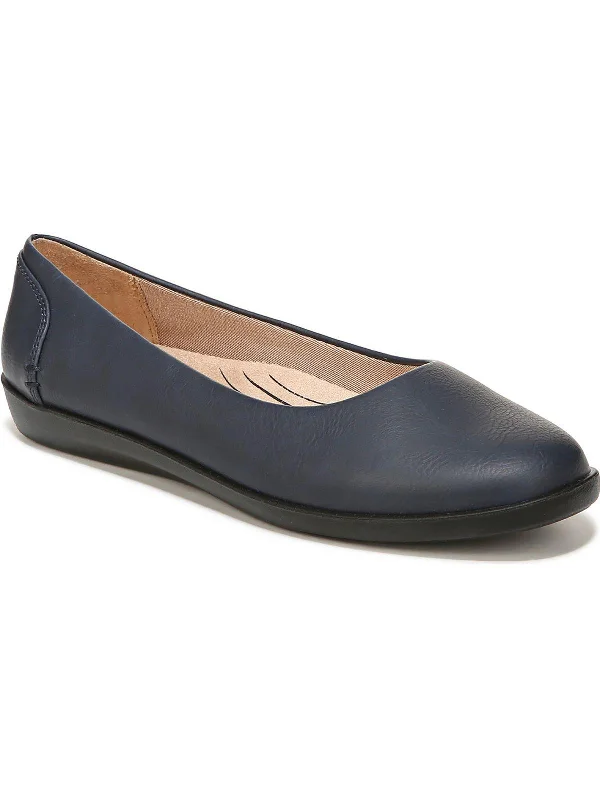 Nonchalant Womens Faux Leather Slip On Ballet Flats