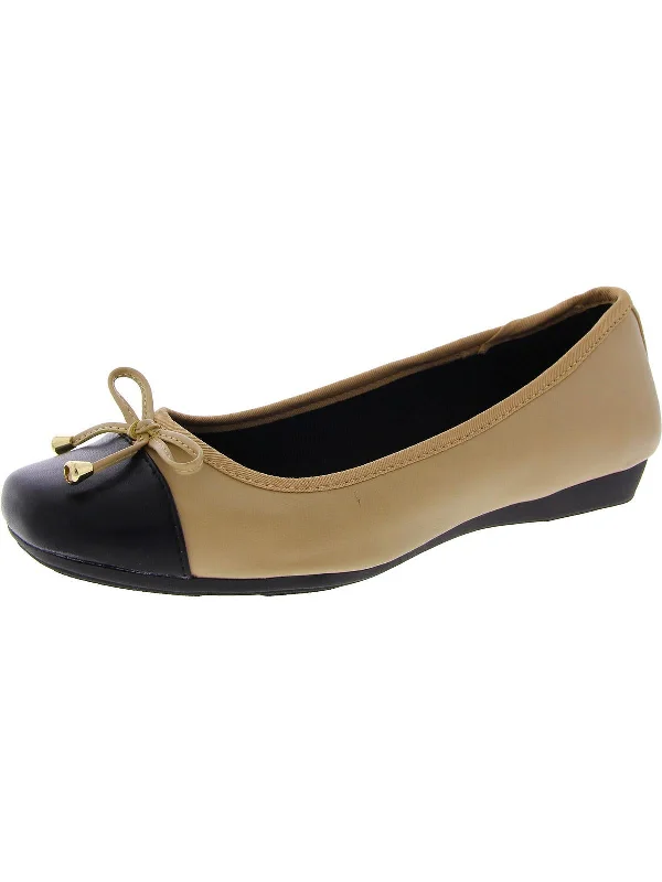 Womens Faux Leather Slip On Ballet Flats