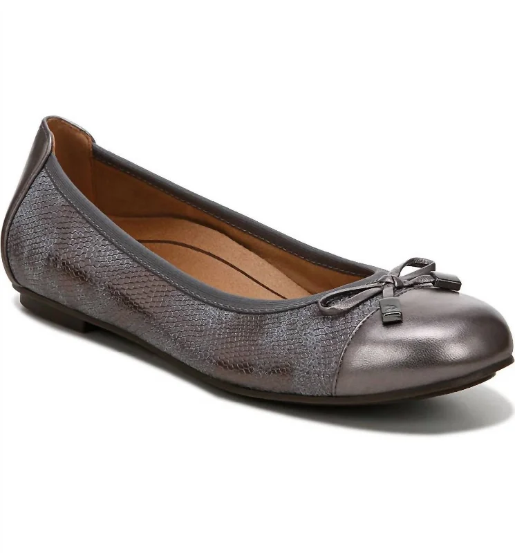 Women's Minna Cap Toe Flat In Pewter