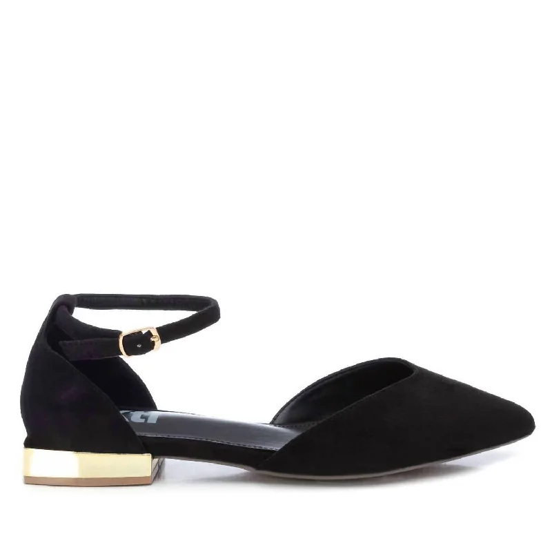 Women's Suede Pointy Toe Ballet Flats In Black