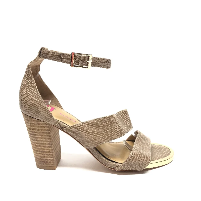Colorful and vibrant women's shoe patternsBeige Sandals Heels Block Cmc, Size 6.5