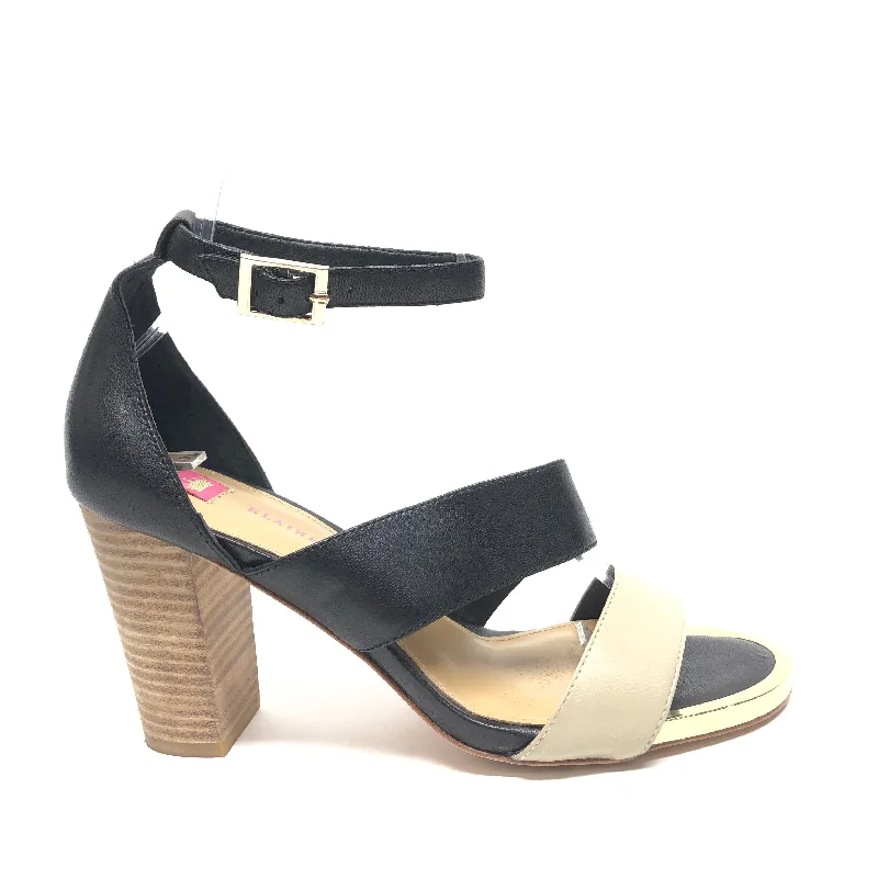 Stylish and elegant women's shoes for weddingsBlack & Cream Sandals Heels Block Cmc, Size 7