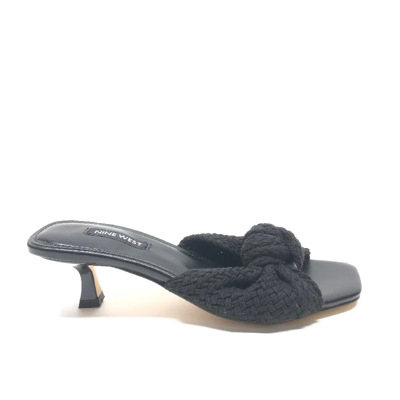 Durable and reliable women's shoesBlack Sandals Heels Kitten Nine West, Size 5.5