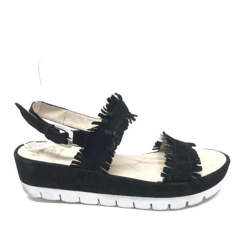 Flattering and stylish women's shoes for petite feetBlack Sandals Heels Wedge Amalfi, Size 8