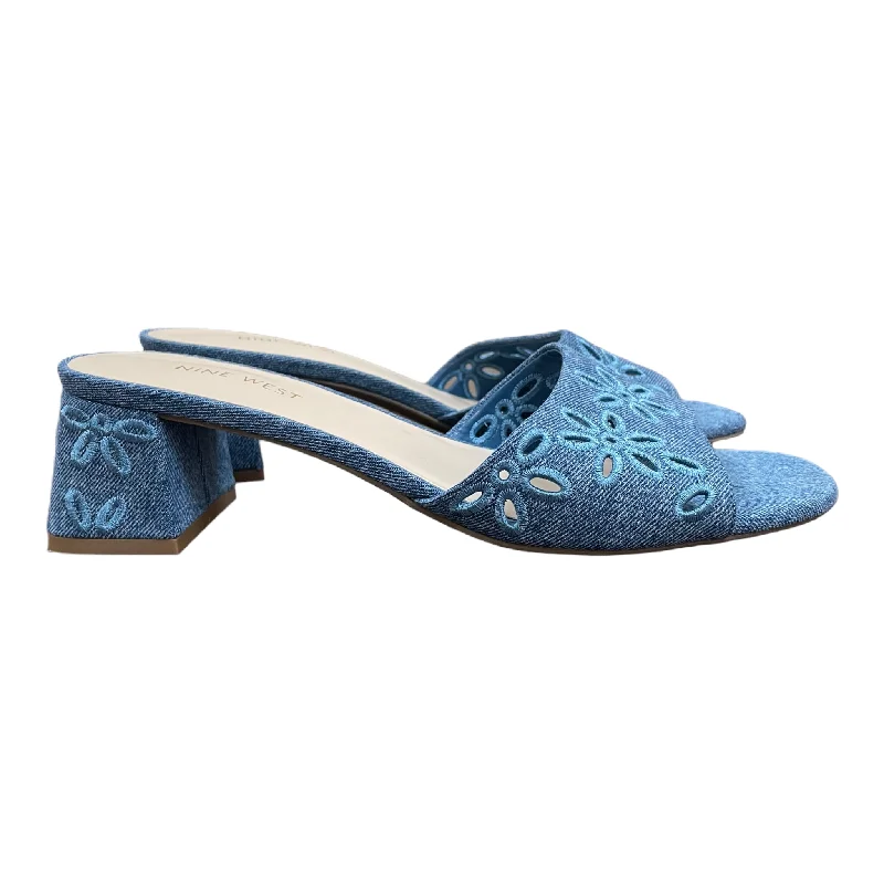Classic and timeless women's footwear choicesBlue Sandals Heels Block By Nine West, Size: 9