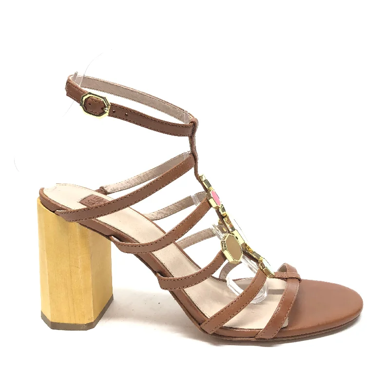 Comfy casual women's shoes for everyday wearBrown Sandals Heels Block Louise Et Cie, Size 9