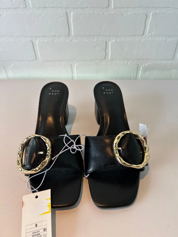 Stylish and elegant women's shoes for weddingsSandals Heels Block By A New Day In Black & Gold, Size: 8
