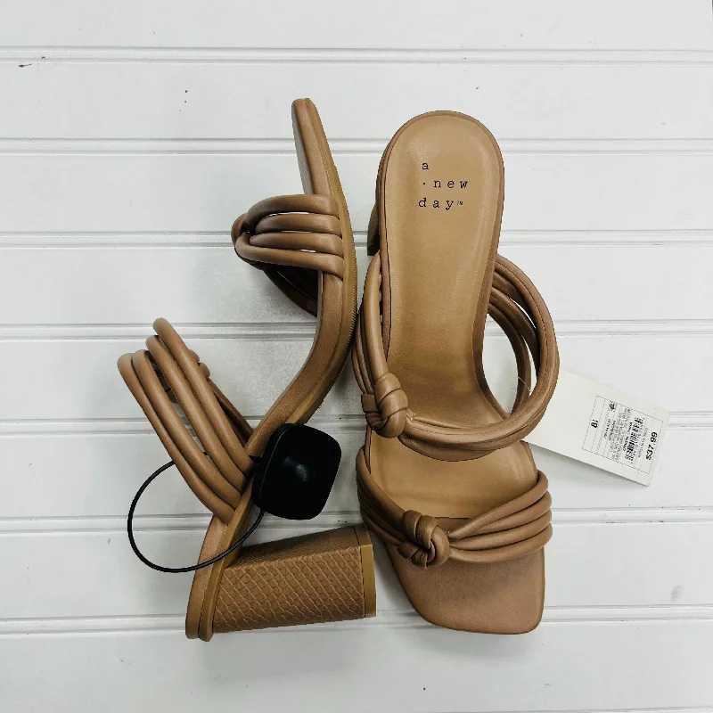 Stylish and supportive women's shoes for plantar fasciitisSandals Heels Block By A New Day In Tan, Size: 8.5