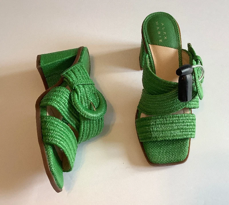 Elegant and sophisticated women's shoes for elegant eveningsSandals Heels Block By Alex Marie In Green, Size: 5.5