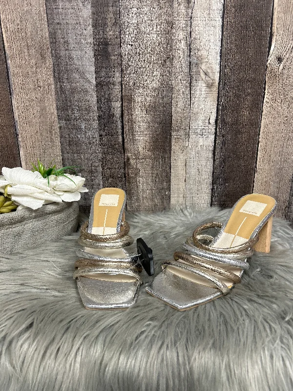 Comfy and stylish women's shoes for walkingSandals Heels Block By Dolce Vita In Gold & Silver, Size: 7