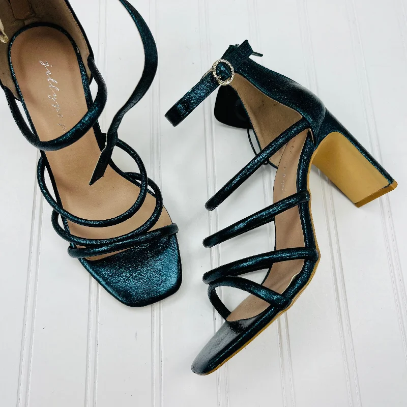 Bold and striking women's shoe fashionsSandals Heels Block By Jelly Pop In Teal, Size: 7