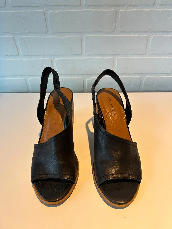 Classic and timeless women's footwear choicesSandals Heels Block By Lucky Brand In Black & Tan, Size: 10