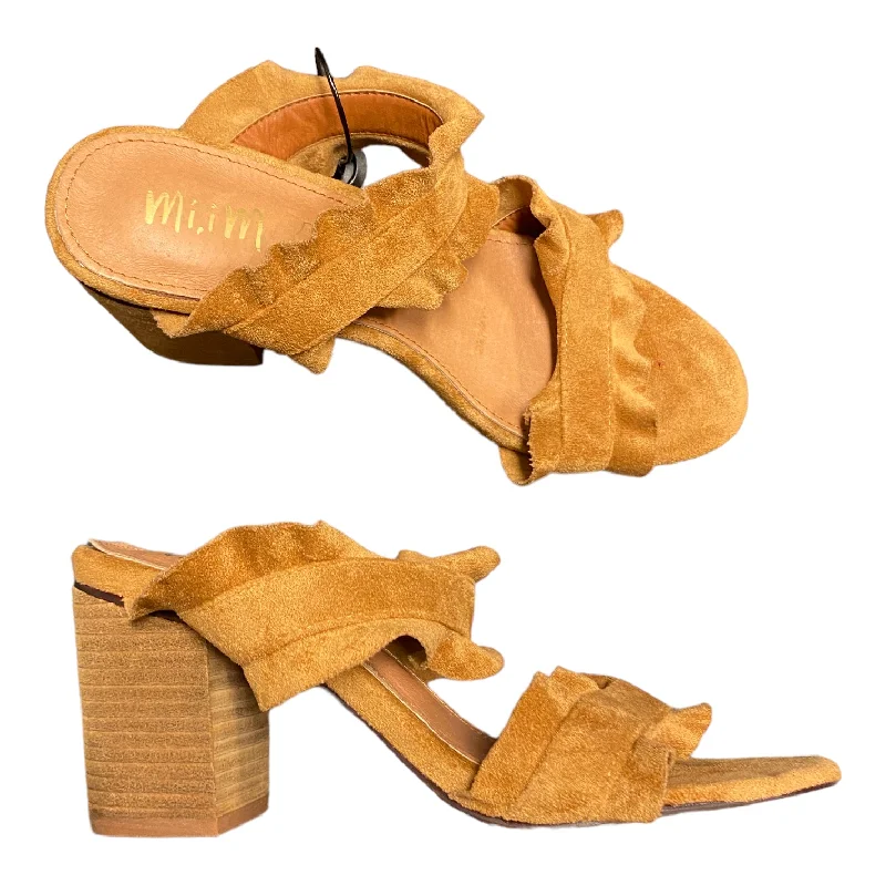 Stylish and comfortable women's shoes for long flightsSandals Heels Block By MI IM In Tan, Size: 8