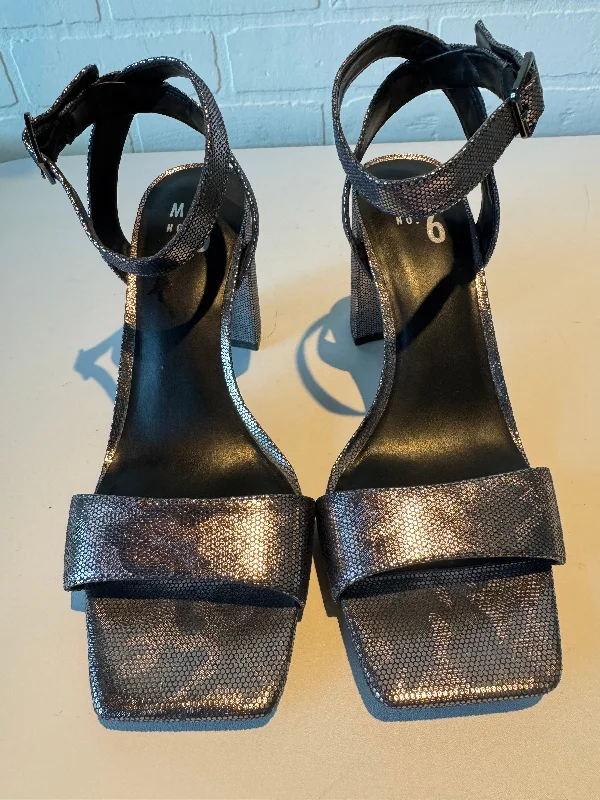 Stylish and practical women's shoes for rainy daysSandals Heels Block By Mix No 6 In Silver, Size: 8