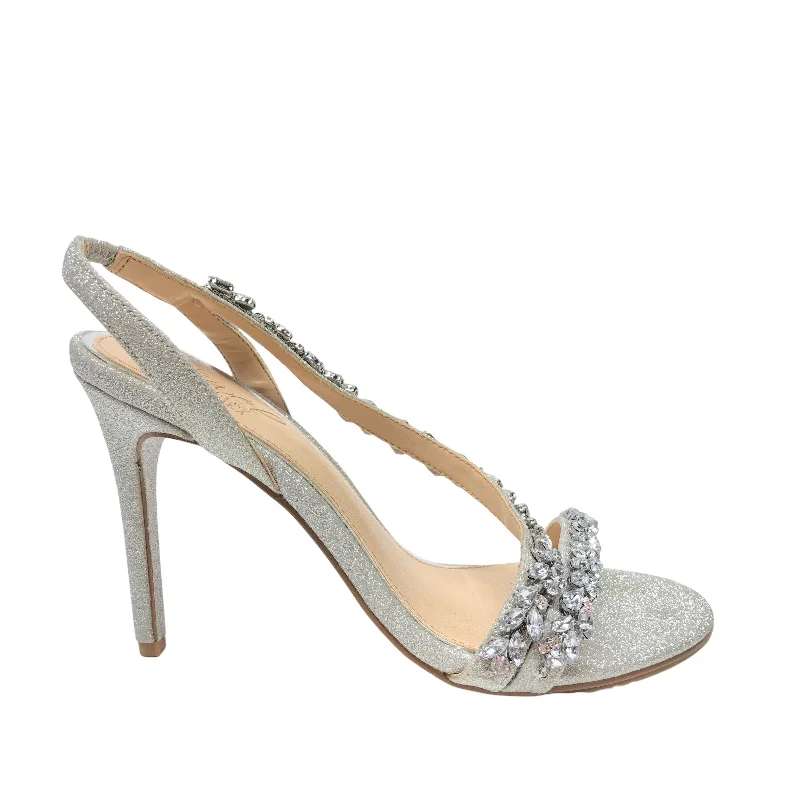 Warm and cozy women's shoes for winterSandals Heels Stiletto By Badgley Mischka In Silver, Size: 7.5