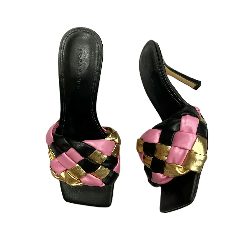 Elegantly stylish women's shoesSandals Heels Stiletto By Marc Fisher In Black & Gold, Size: 8.5