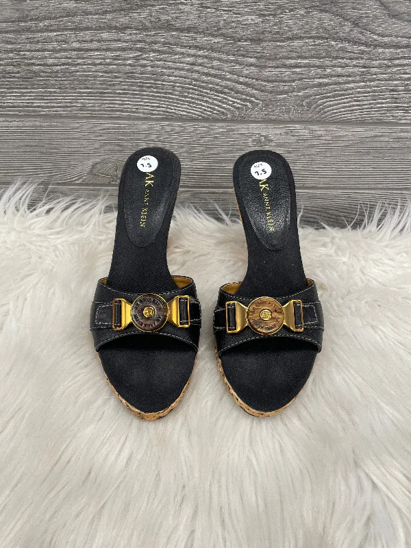 Elegant and sophisticated women's shoes for mature womenSandals Heels Wedge By Anne Klein In Black & Brown, Size: 7.5