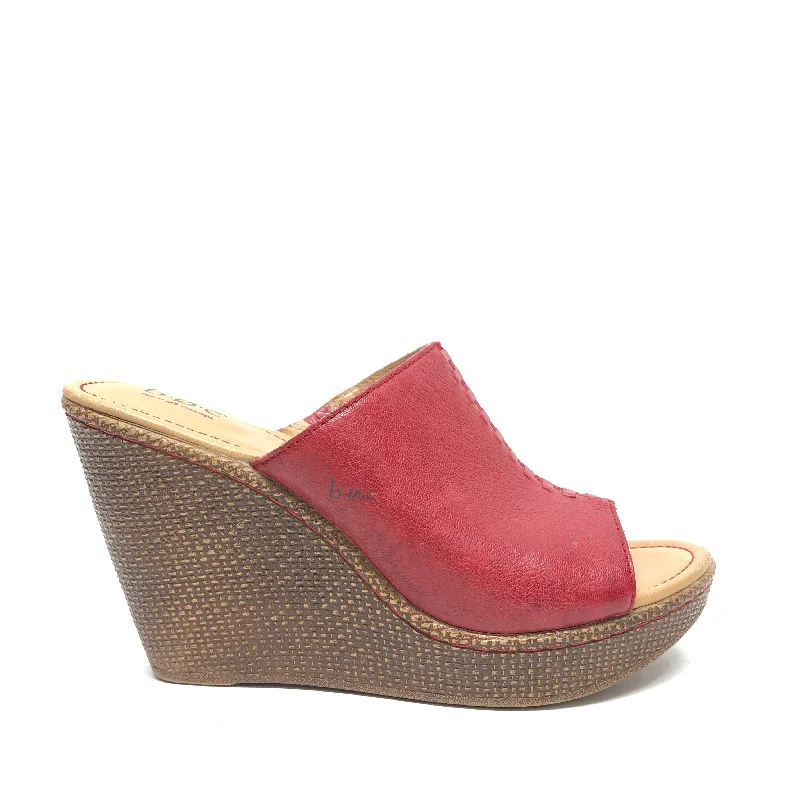 Colorful and vibrant women's shoe patternsSandals Heels Wedge By Boc In Red, Size: 9
