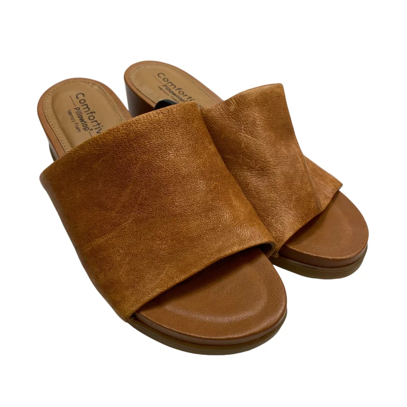 Fashion-forward and trendy women's shoe stylesSandals Heels Wedge By Comfortiva In Brown, Size: 6.5