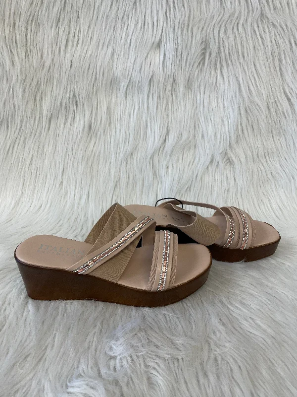 Exotic and bold women's shoe designsSandals Heels Wedge By Italian Shoemakers In Brown & Pink, Size: 9.5