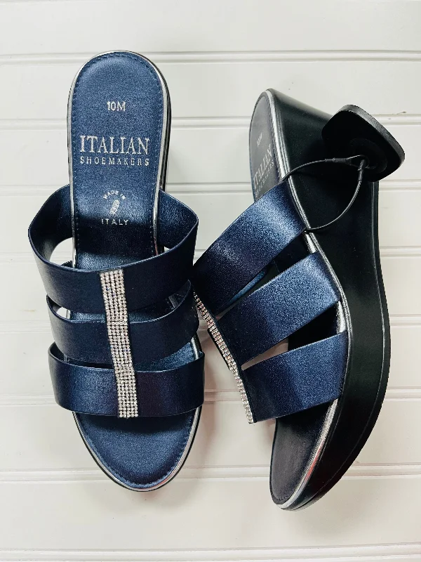 Chic and minimalist women's footwear trendsSandals Heels Wedge By Italian Shoemakers In Navy, Size: 10