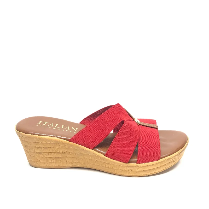 Elegant and sophisticated women's shoes for mature womenSandals Heels Wedge By Italian Shoemakers In Red, Size: 9.5