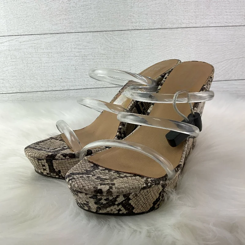 Bold and striking women's shoe fashionsSandals Heels Wedge By Kaari Blue In Snakeskin Print, Size: 9