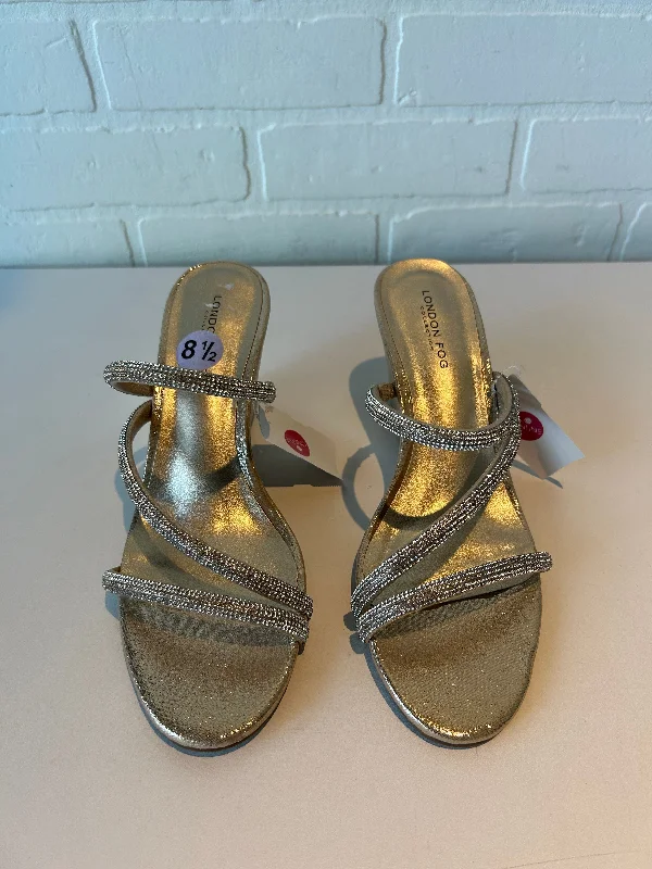 Comfy casual women's shoes for everyday wearSandals Heels Wedge By London Fog In Gold, Size: 8.5